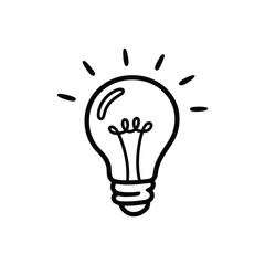 Light bulb doodle icon vector illustration, black and white hand drawn symbol for creativity, innovation, brainstorming, startup, and inspiration design © Gary D. Marlow