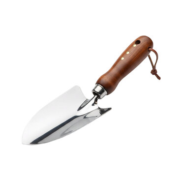 Stainless Steel Gardening Trowel with Wooden Handle, transparent background