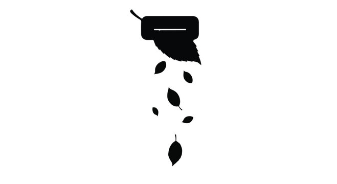 Leaves fall from a shredder machine in this creative conceptual graphic illustration.