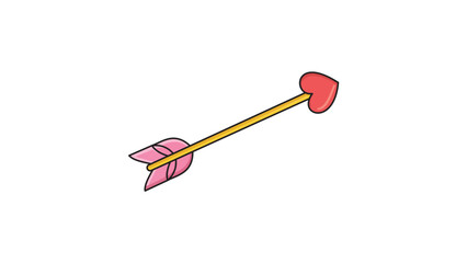 Cupid's Arrow with Heart Tip and Pink Fletching, Modern Flat Vector Icon for Valentine's Day, Romance, and Love, Editable Stroke Line Weight, Scalable Illustration Isolated on White Background. © Md