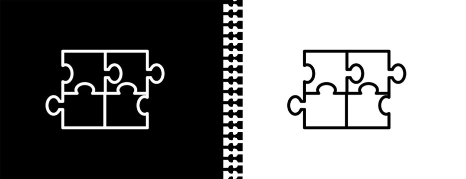 puzzle game piece UI outline icon in black and white mode - business collection. 