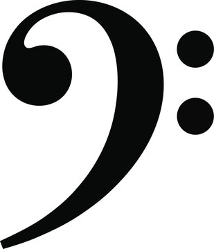 A large bass clef symbol on a transparent background