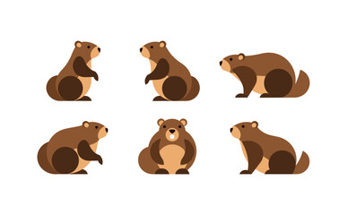 Obraz premium Groundhog Day Animals Collection