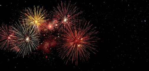 Fototapeta premium The Fireworks Display Lighting Up a Starry Night Sky with Colorful Explosions