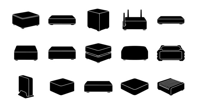 Modern Furniture Silhouettes: Ottomans, Poufs, and Stools Collection, Vector Icons