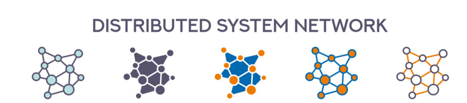 Distributed System Network Element For Design Graphic - Multi Styles. Vector Illustration Of Two Colored And Black. Multiple Icons Designs Can Be Used For Mobile, Ui, Web 