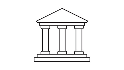 Fototapeta premium Minimalist Black Line Vector Icon of a Classical Building with Columns, Representing a Bank, Museum, or Courthouse. Features Editable Stroke for Customizing Line Weight. Scalable Graphic Design.