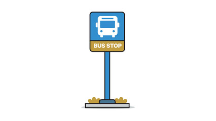 Modern Flat Vector Icon of a Bus Stop Signpost on a White Background. Scalable Illustration Featuring an Editable Stroke for Customizing Line Weight, Perfect for Transport and Travel Graphics. © MostMoriom