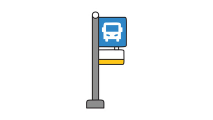 Bus Stop Signpost Vector Icon with Editable Stroke. Modern flat illustration of a public transport station marker on a white background, ideal for urban transit, city travel, and map designs. © MostMoriom