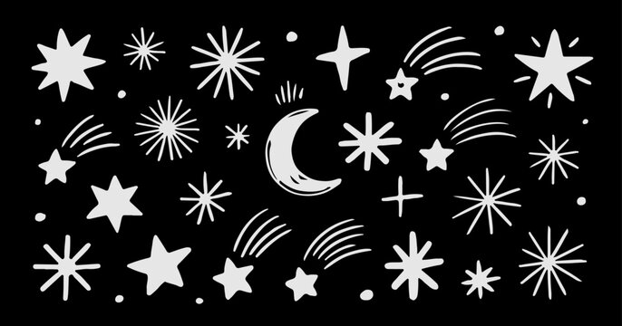 Abstract colorful starts background, black and white pattern background design
