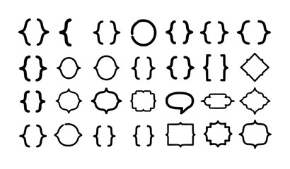 Fototapeta premium Minimal bracket and parenthesis doodle vector pack for text decoration and UI design