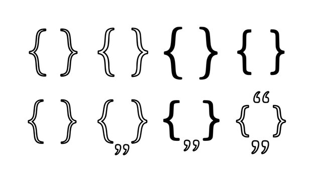 Hand drawn curly bracket doodle set with parenthesis quote decoration vector illustration