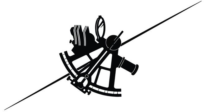 Sextant navigation tool sits isolated against a plain white background surface.