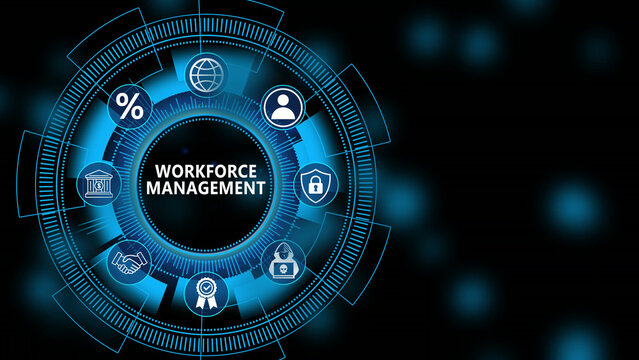 Corporate performance dashboard featuring Workforce Management interface with secure monitoring and advanced digital operations strategy technology 4K animation video