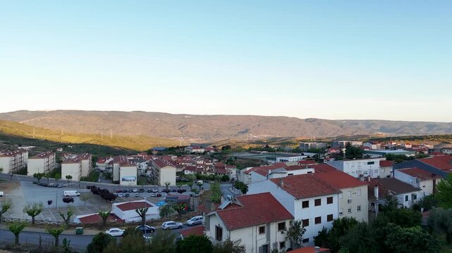 Aerial view of vila flor town and mountains in portugal