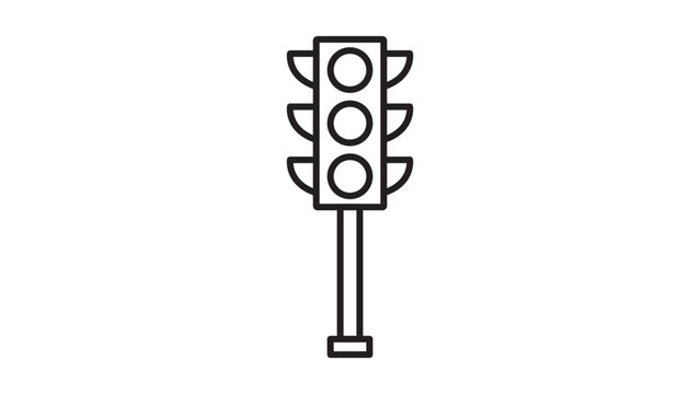Minimalist Traffic Light Vector Icon with Editable Stroke, Clean Black Line Illustration of a Three-Light Signal for Road Safety, Transportation, and Urban Infrastructure Design on White.