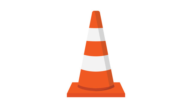 Tall reflective traffic cone vector icon illustration with orange and white stripes, modern flat design for road safety, construction, street maintenance, and traffic control on white background.