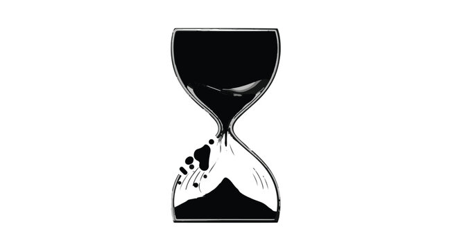Hourglass contains dark sand flowing downwards to symbolize the passage of fleeting.