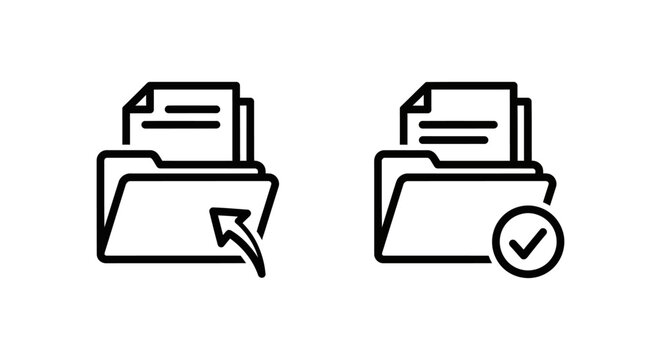 Filing received and received filing icons with document received checklist approved complete verified confirmation processing information organization management registered contract
