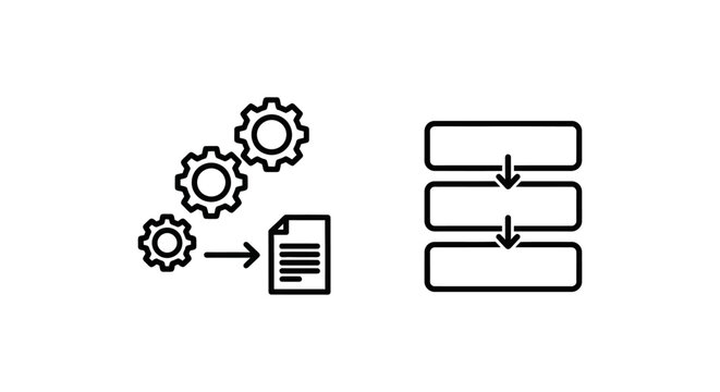 Rule chain and sequential rule icons with sequential workflow management guidelines procedure illustration document regulation compliance strategy planning organization automation