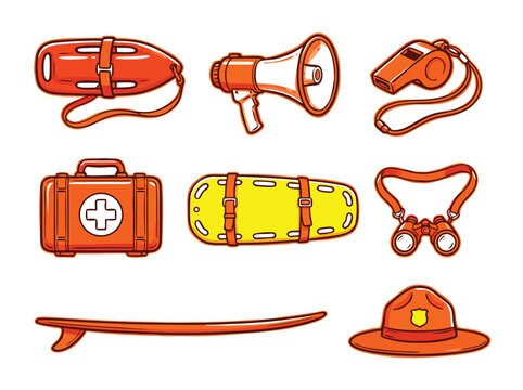 Lifeguard Equipment Vector Illustration Safety and Rescue Essentials.