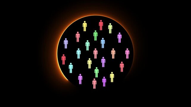 Niche marketing and personalization concept on the black background. Marketing segmentation strategy and consumer analysis. Motion graphics of targeted marketing strategy. 4k video animation.