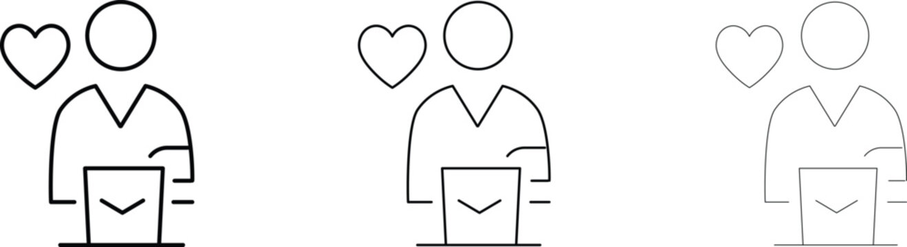 Hand gesture icon set line art illustrations for communication sign language