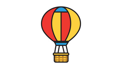 Fototapeta premium Vibrant Hot Air Balloon Vector Graphic. Sleek Flat Icon of an Aerial Transport Balloon with a Traditional Basket. Professional Illustration for Travel, Leisure, and Adventure Marketing.