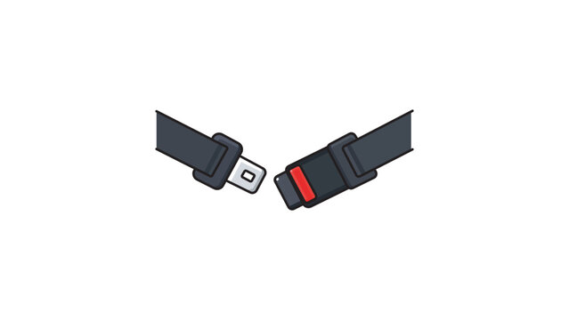 Seat Belt Buckle Vector Icon Illustration with Editable Stroke. Modern Flat Design Representing Car Safety, Travel Protection, and Secure Fastening on a White Background for Web and App Design.
