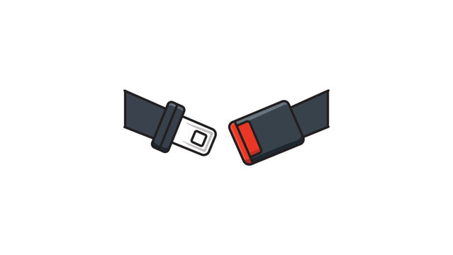 Seat Belt Safety Vector Icon Illustration with Editable Stroke. Modern Flat Design of a Car Seatbelt Buckle and Strap for Automotive Safety, Travel Security, and Transportation Protection Symbol.