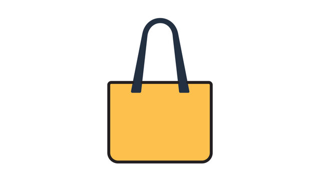 Yellow Tote Bag Vector Icon Illustration with Editable Stroke. Modern Flat Design of a Fabric Shopping Bag or Eco-Friendly Reusable Grocery Bag for Retail, Fashion, and Sustainable Lifestyle.