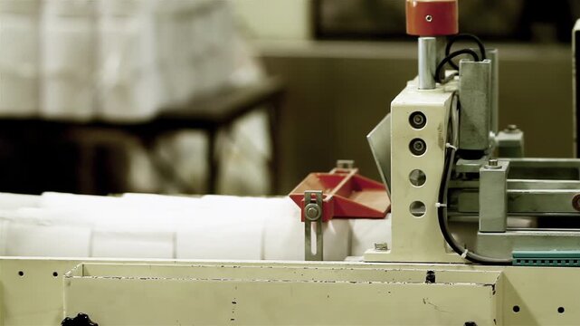 Automated Toilet Paper Production Line in Factory Facility - 4K