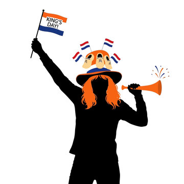 King's Day, Netherlands celebration, Dutch flag, festive icon, party vector isolated on White Background vector eps silhouette