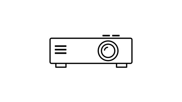 Projector Vector Icon with Editable Stroke. Minimalist black line illustration of a digital video projector for business presentations, home cinema, media, and technology interface designs.