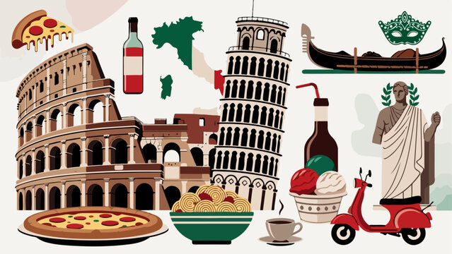 Italian culture and monuments set