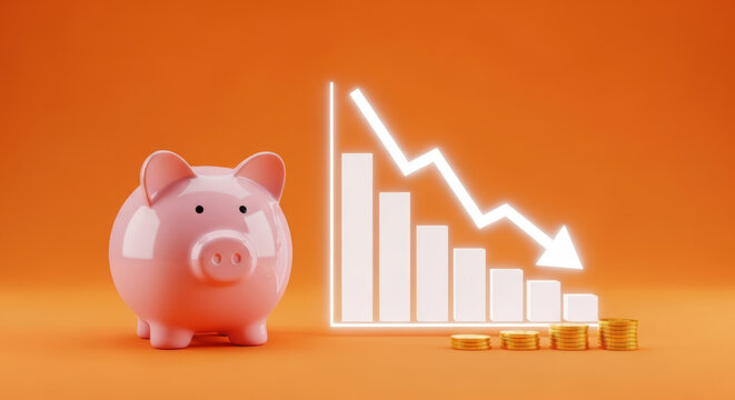 Navigating Economic Downturns A Piggy Bank's Perspective on Declining Charts and Financial Challenges Highlighting the Importance of Savings and Prudent Money Management