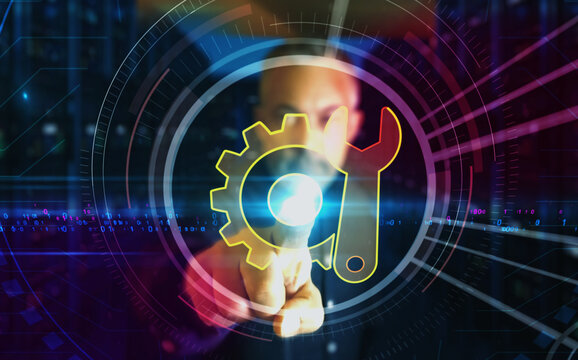 Setting maintenance management symbol digital 3d finger touch