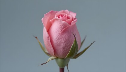 Fototapeta premium Soft Pink Rose Flower in Bloom Close Up Elegant Floral Beauty with Delicate Petals Isolated on Neutral Background Natural Romantic Symbol Perfect for Love Theme Decoration and Botanical Design
