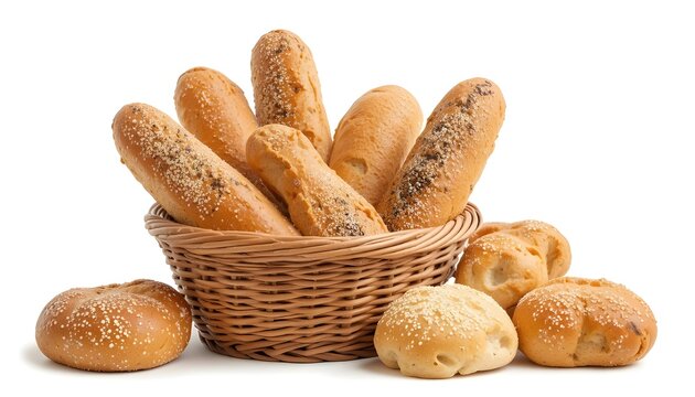 Fresh Assorted Artisan Bread Basket with Baguettes and Rolls &ndash; Rustic Bakery Selection, Soft and Crusty Variety, Perfect for Breakfast, Sandwiches, Dinner Sides, Catering, and Gourmet Meals
