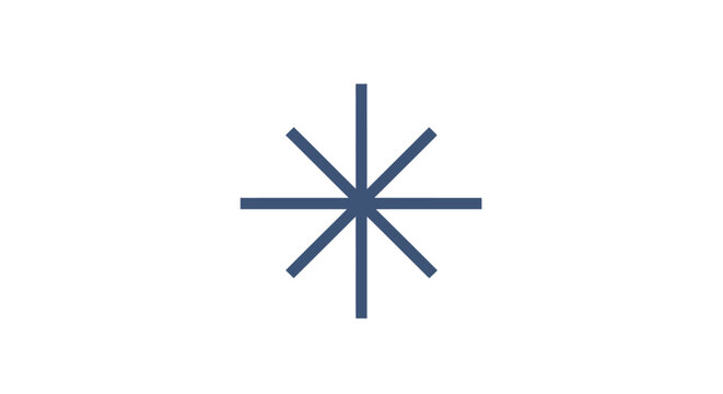 Blue asterisk symbol graphic design element.