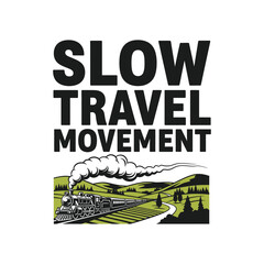 Obraz premium Slow travel movement concept with a scenic train in the countryside design
