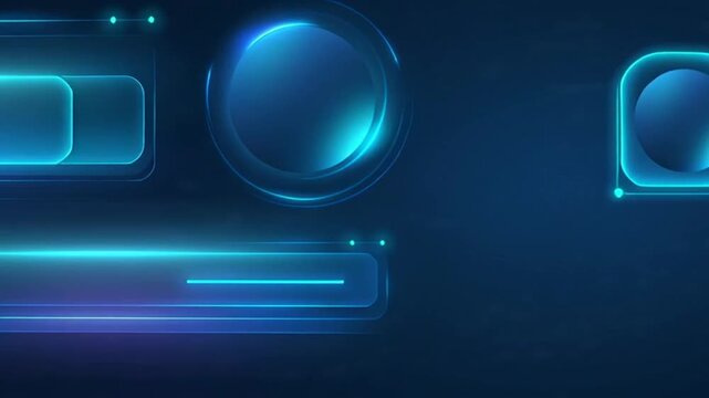 A glowing blue neon light switch design shines with digital art texture against a dark night backdrop of motion lines and star flare technology
