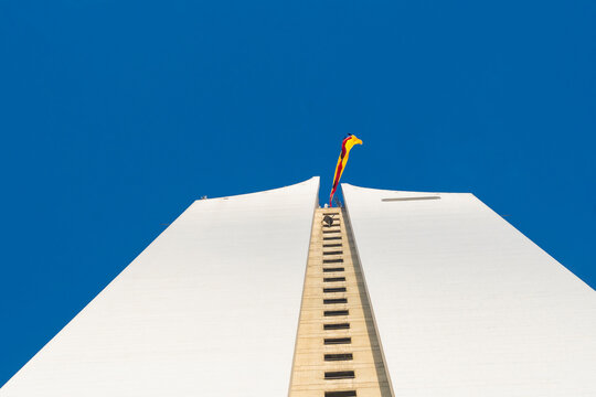 Medellin, Antioquia, Colombia. June 16, 2024. Coltejer Building, was built on the old theater and the Europa Jun&iacute;n Hotel, beginning in 1968 and ending four years later, in 1972.