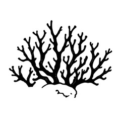Naklejka premium A black coral reef silhouette on transparent background