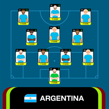 Stylized Argentina Football Team Lineup Displaying Strategic Formation for a Football 2026 Tournament Match Announcement world football mundial or soccer cup 