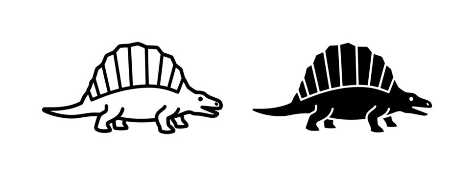 Dinosaur Icons, Prehistoric Creature Silhouettes, Ancient Reptile Vector Graphics, Paleontology Symbols, Dino Outline and Solid Fill
