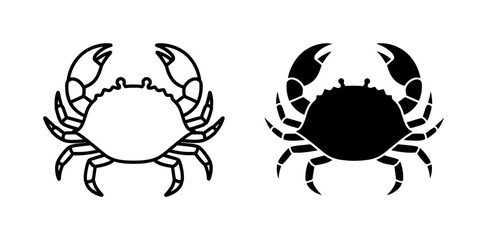 Obraz premium Crab Vector Icons, Seafood Illustration, Marine Life Silhouette, Crustacean Graphics, Ocean Creature Outline, Black and White Icons for Culinary and Nautical Themes