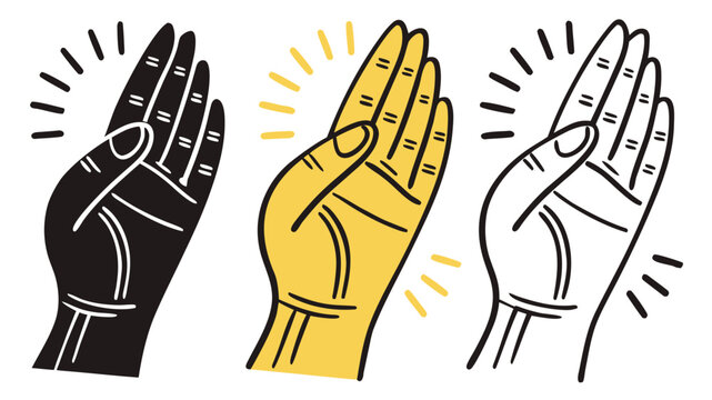 Vector illustration of three stylized hands making a snapping gesture with snapping communication creative