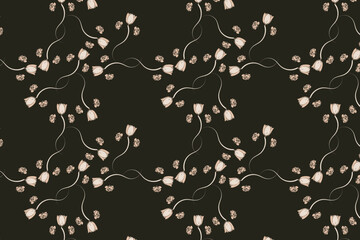 High-contrast black floral seamless pattern with soft blush pastel accents, blending modern elegance and couture style for luxury packaging, textiles, wallpaper, and refined stationery use. © uniqueworld888