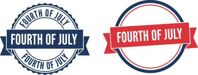 Obraz premium Fourth of July Independence Day Seal Badges in Red and Blue for Patriotic American Holiday Designs